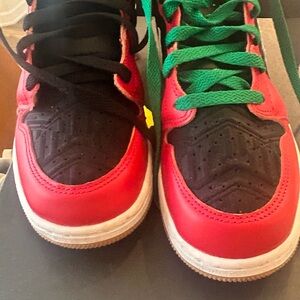 Jordan Kids Red, black, and Green Sneakers